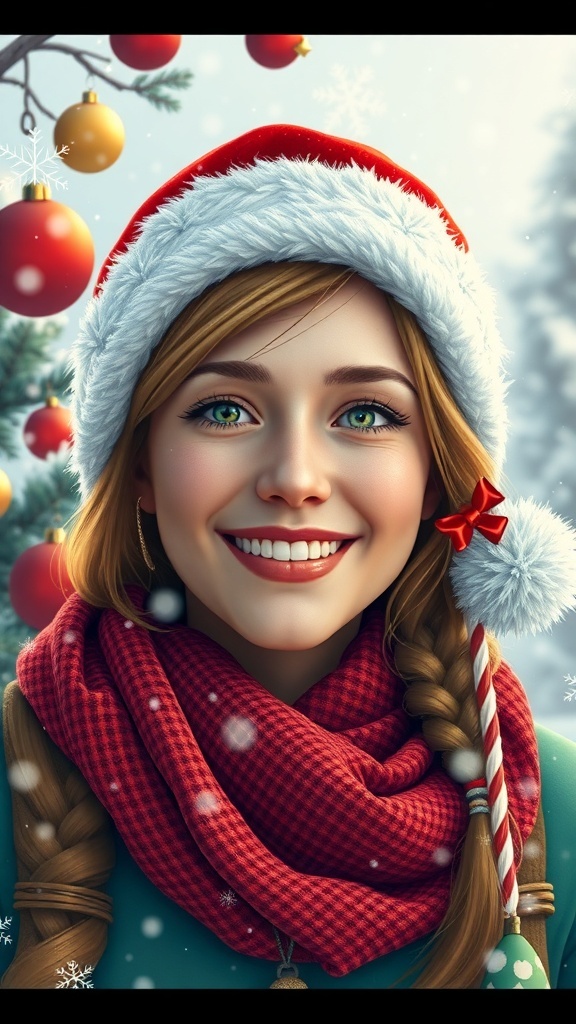 Ellie Williams Christmas Profile Picture Ellie Williams in a Santa hat with Christmas decorations in a winter setting.